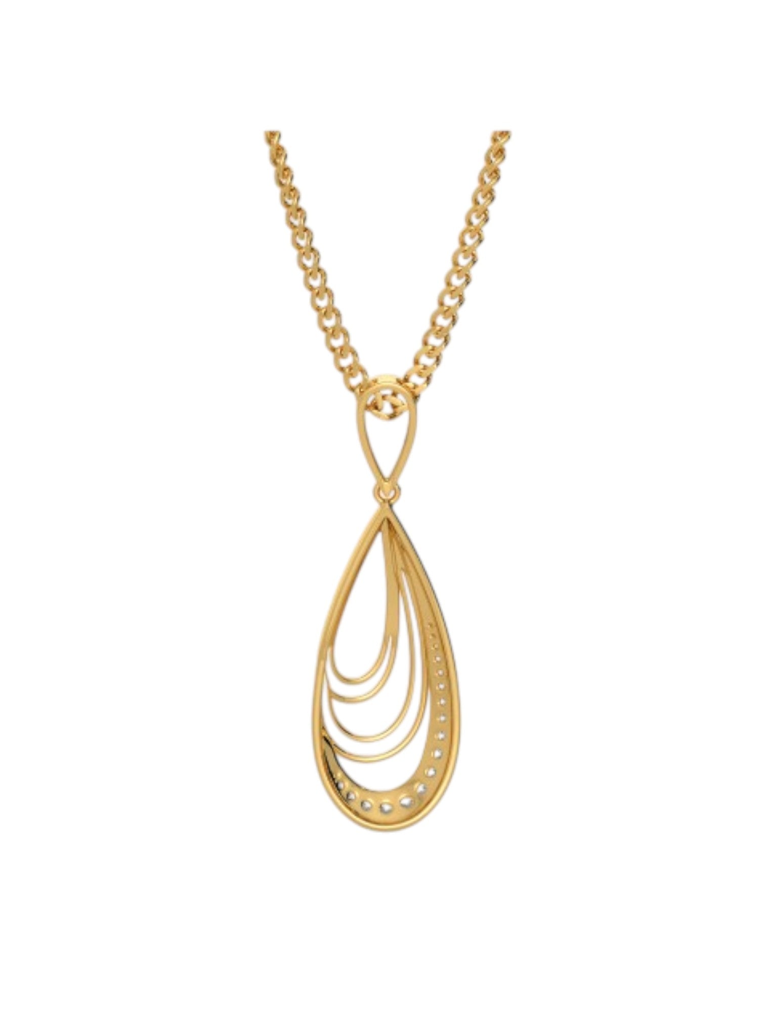 925 Sterling Silver Elegant Design CZ Stones Gold Plated Pendant With Chain For Women By Kesardeep